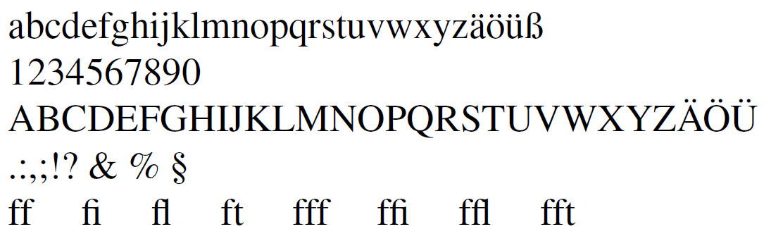 Times New Roman normal font example in LaTeX