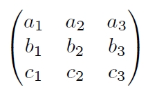 A 3x3 Matrix with parentheses brackets.