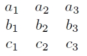 A 3x3 Matrix without brackets.