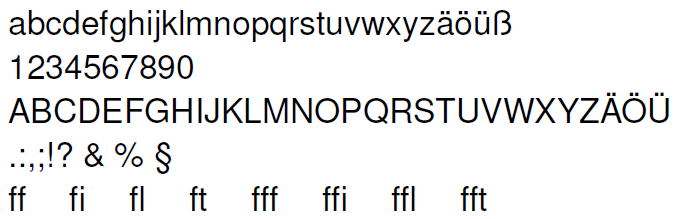 Helvetica normal font example in LaTeX