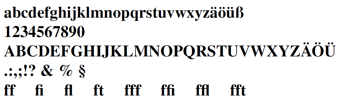 Times New Roman bold font example in LaTeX